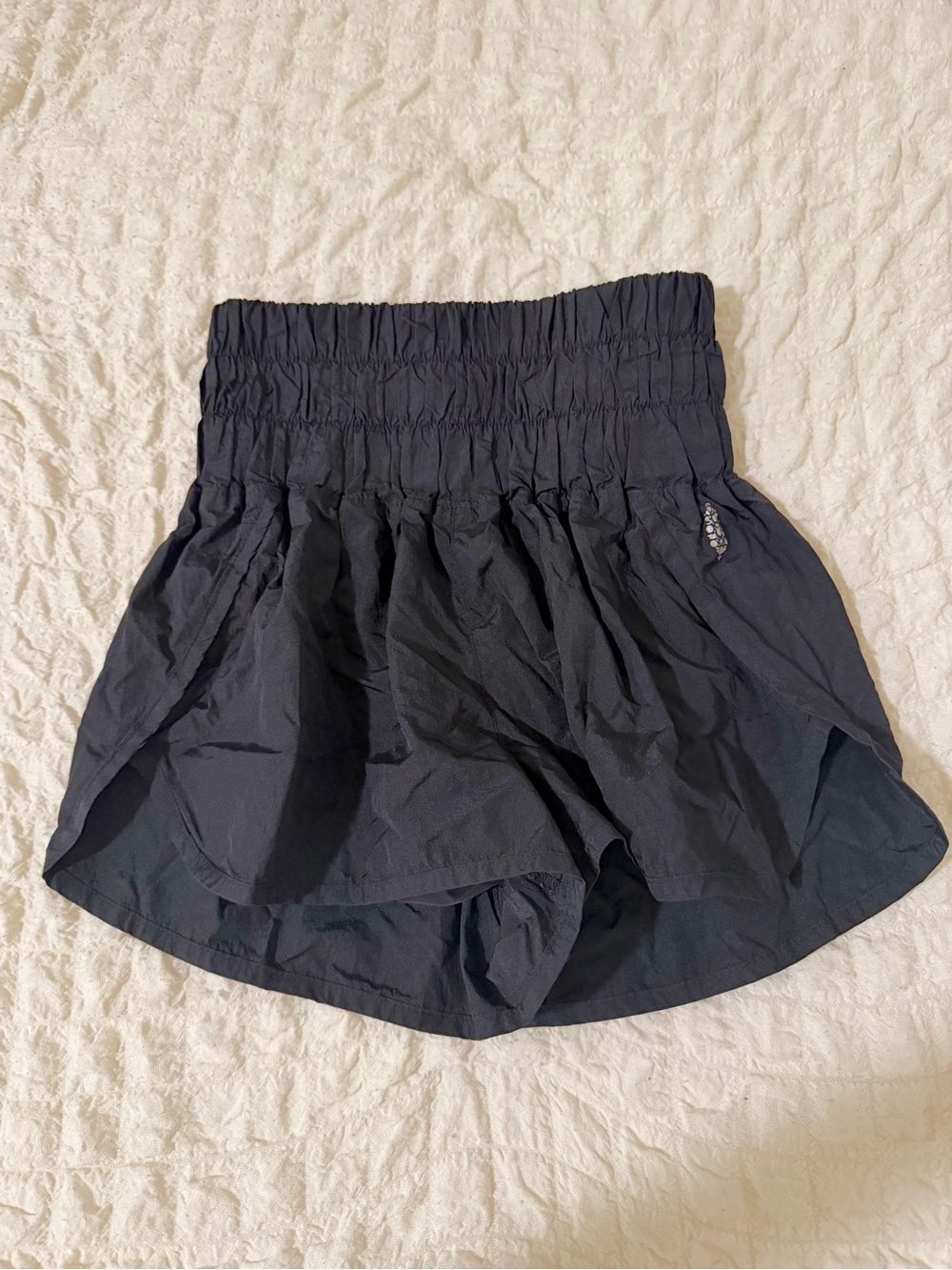 Free People Black Smocked-Waist Athletic Shorts